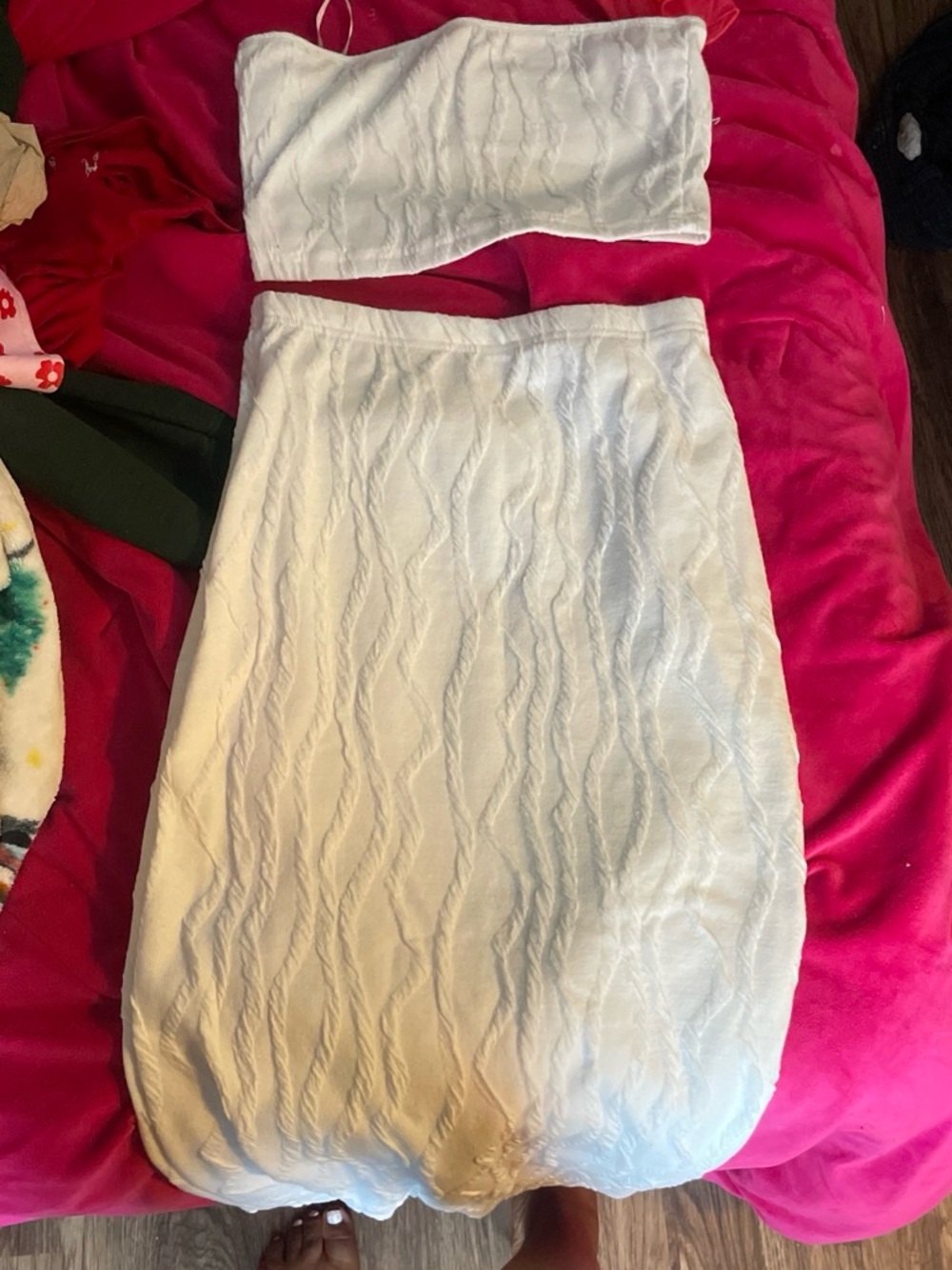SHEIN White Textured Cable-Knit Pencil Skirt